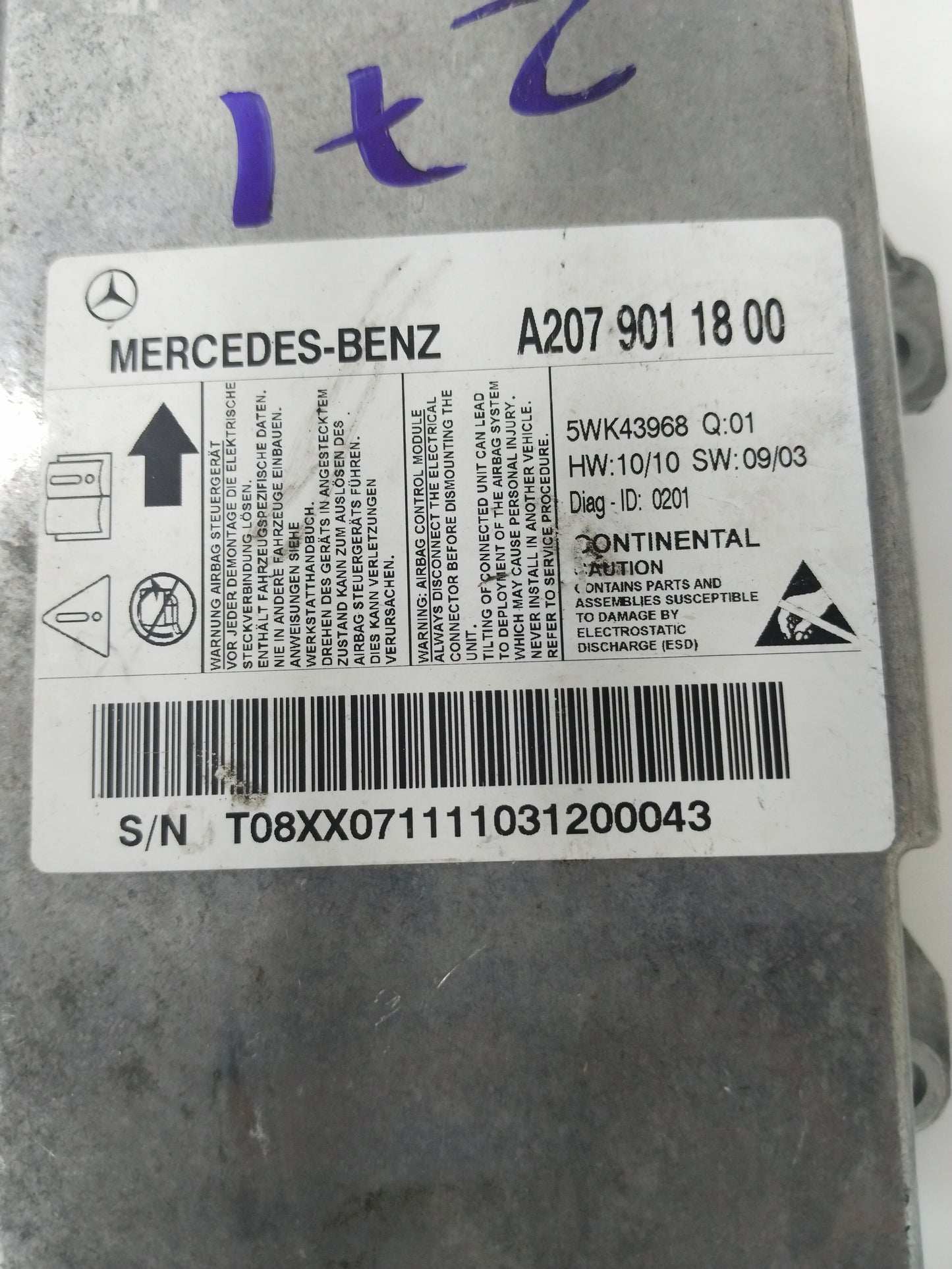 A207 901 18 00 MODULO DE CONTROL DE RETENCION MERCEDES BENZ CLASE C 204 63AMG