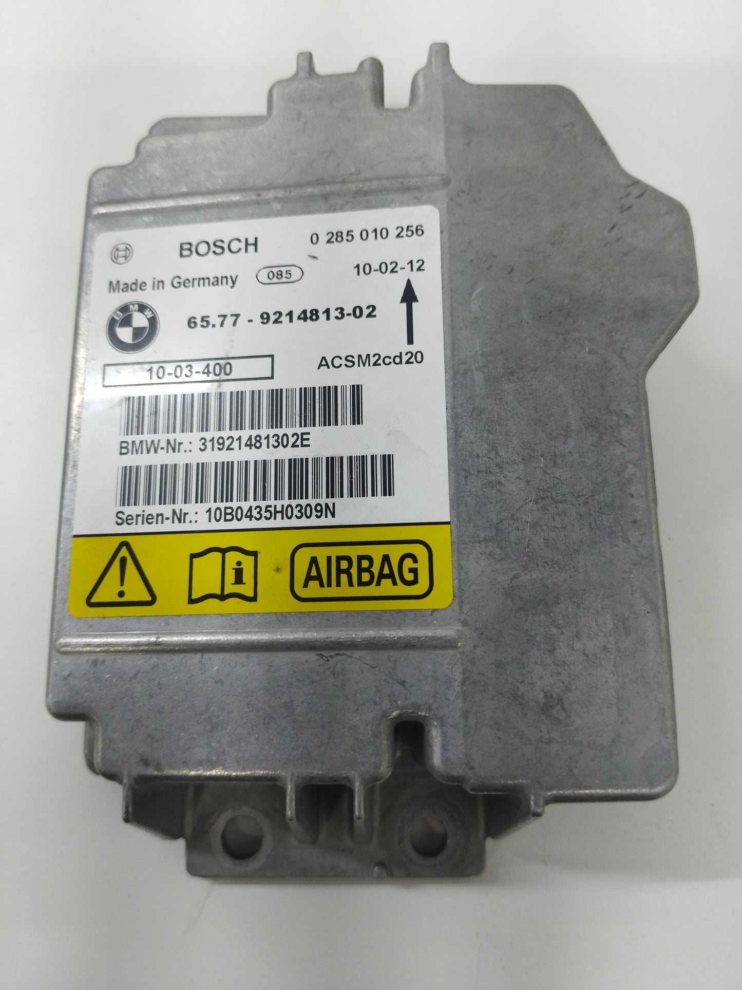 0 285 010 256. AIRBAG MODULO RESET BMW 65.77-9214813-02